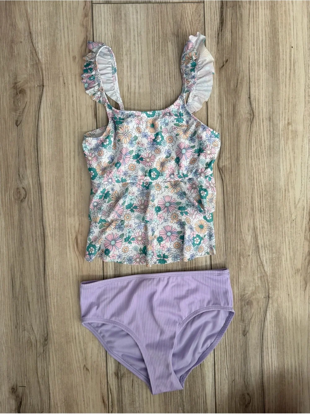wonder nation Floral Ruffle Tankini Set - Lavender, Teal, Pink, Yellow